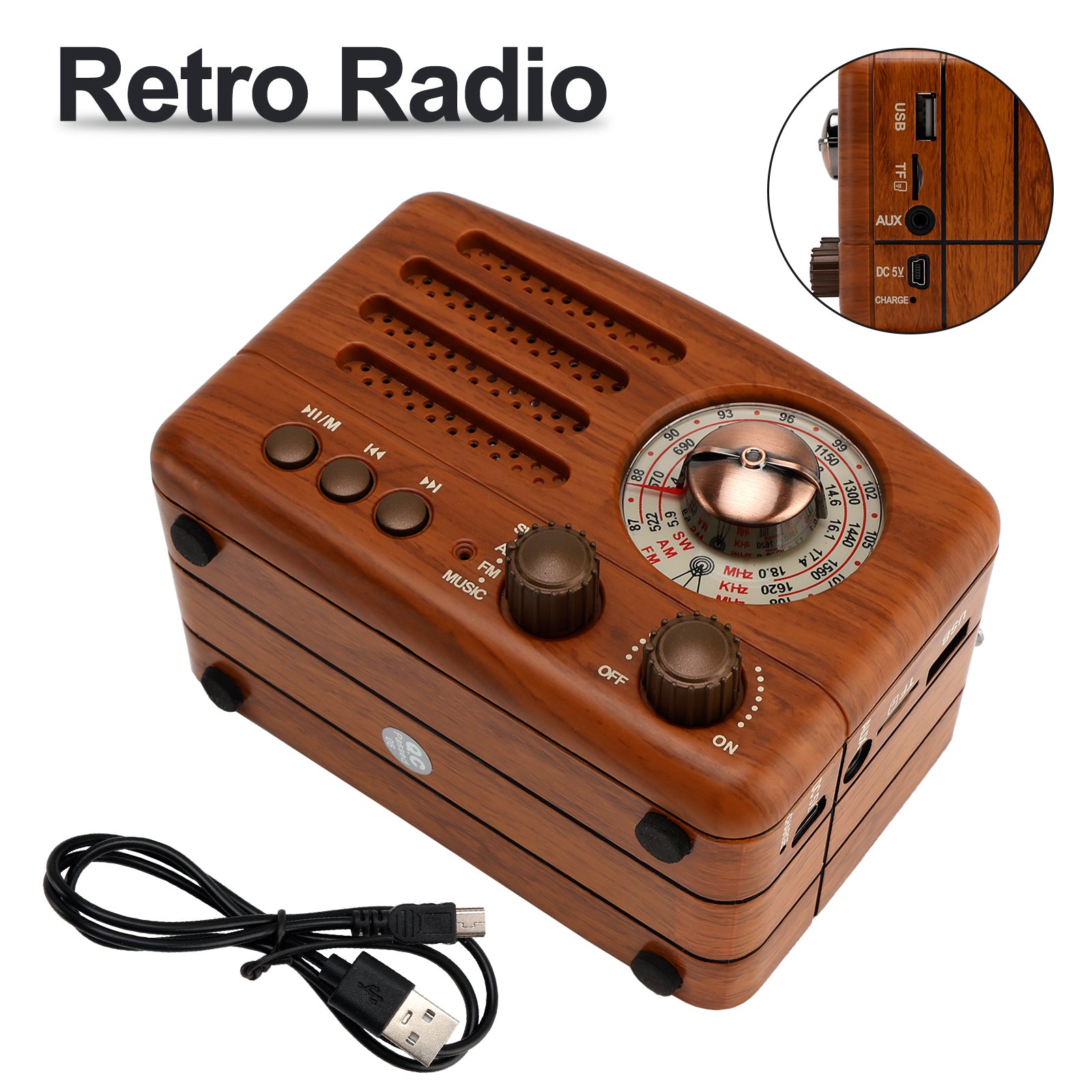 Retro-Style Decorative Radio Mini Portable Multifunction Music Player Bluetooth