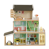 3Story Wooden Lighting Doll House With Balcony 20 Accessories Toy For 3+Year Kid