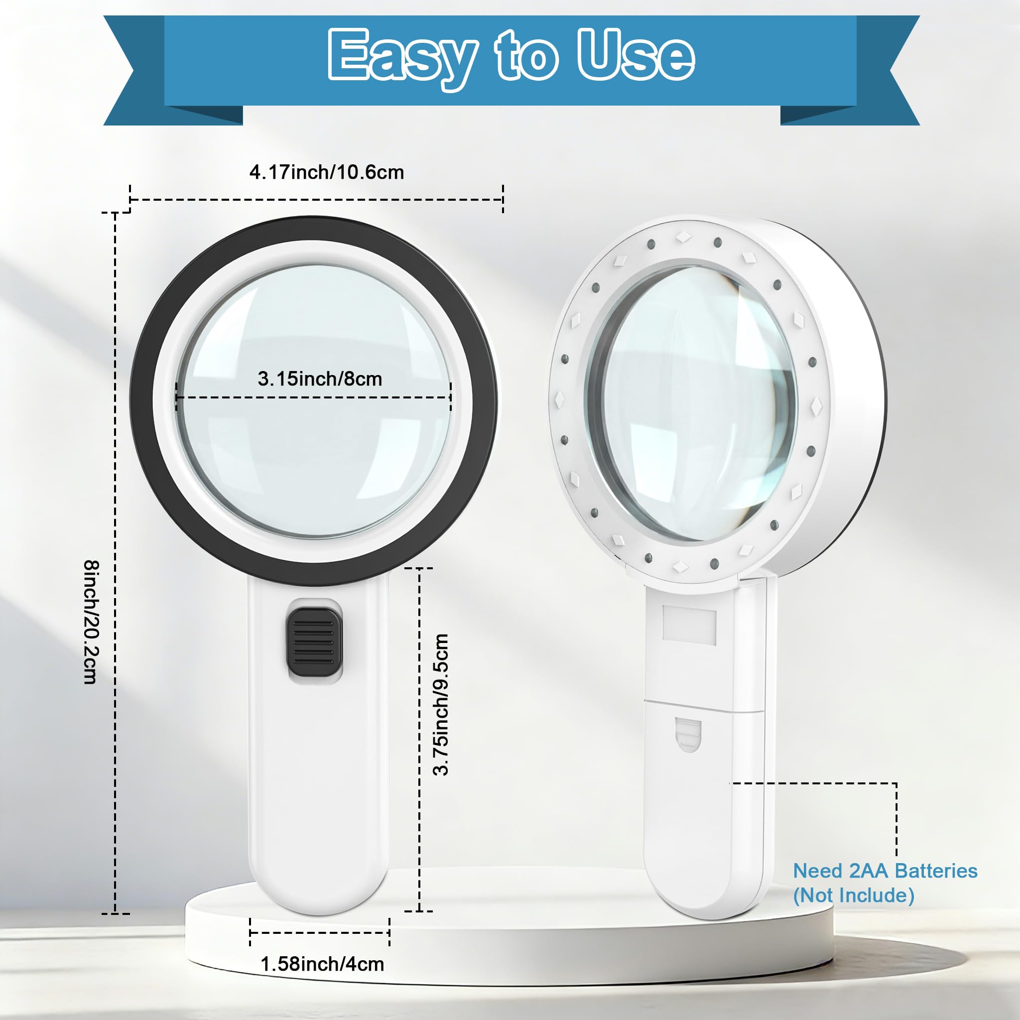 30X LED Magnifying Glass for Seniors