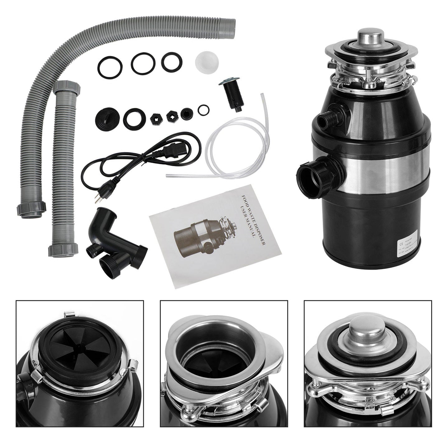 3/4 HP Continuous Feed Garbage Disposal, 2800 RPM DC Motor with Wireless Switch for Kitchen Sink Waste