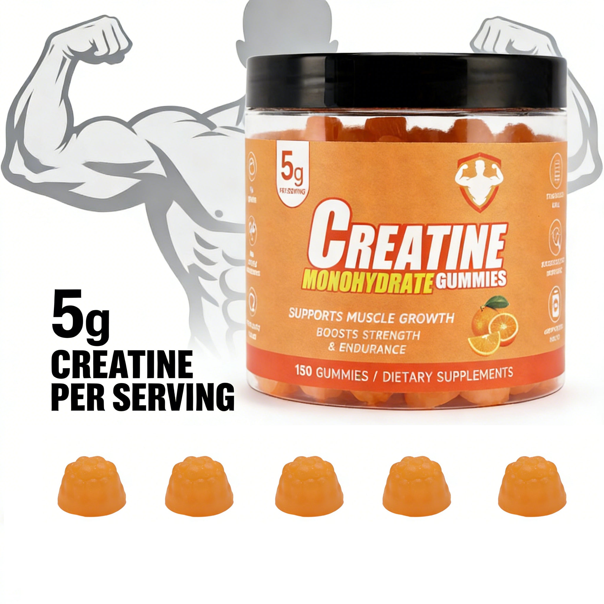Topteng Orange-flavored Creatine Monohydrate Gummies