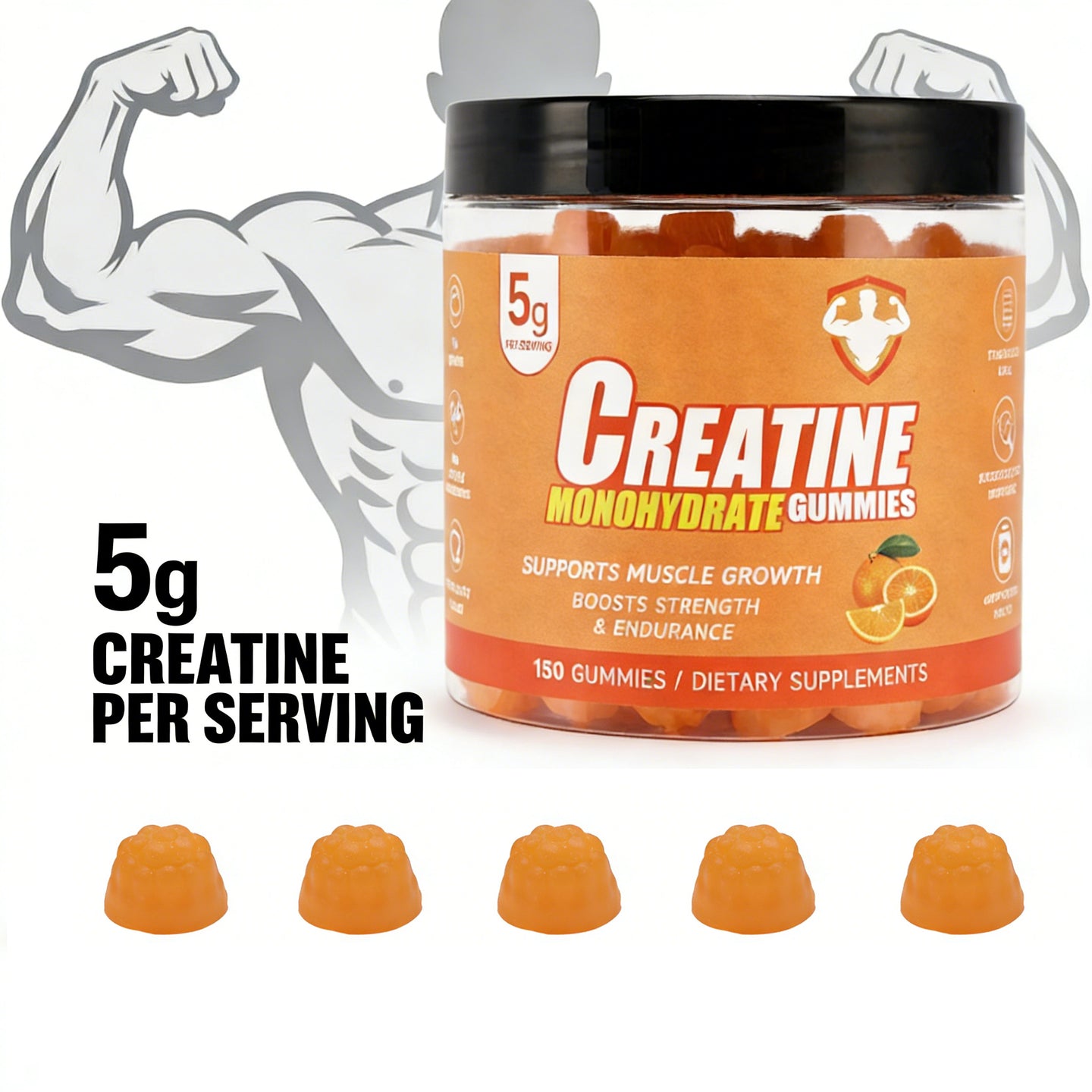 Topteng Orange-flavored Creatine Monohydrate Gummies