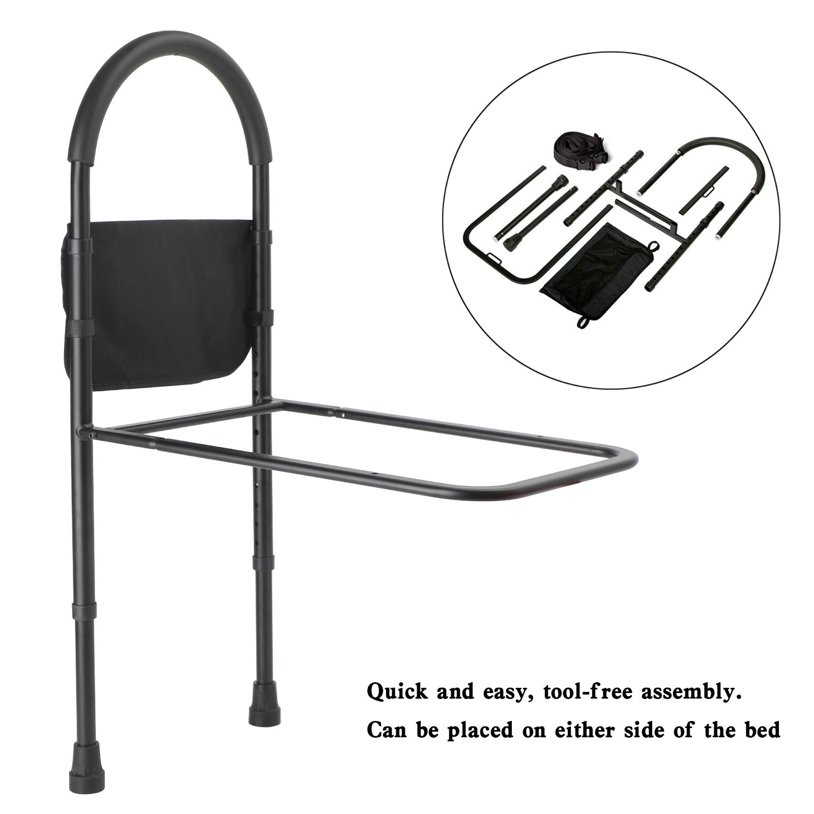 Foldable Bed Rail Safety Assist Handle Hand Guard Grab Bar Elderly Handicap