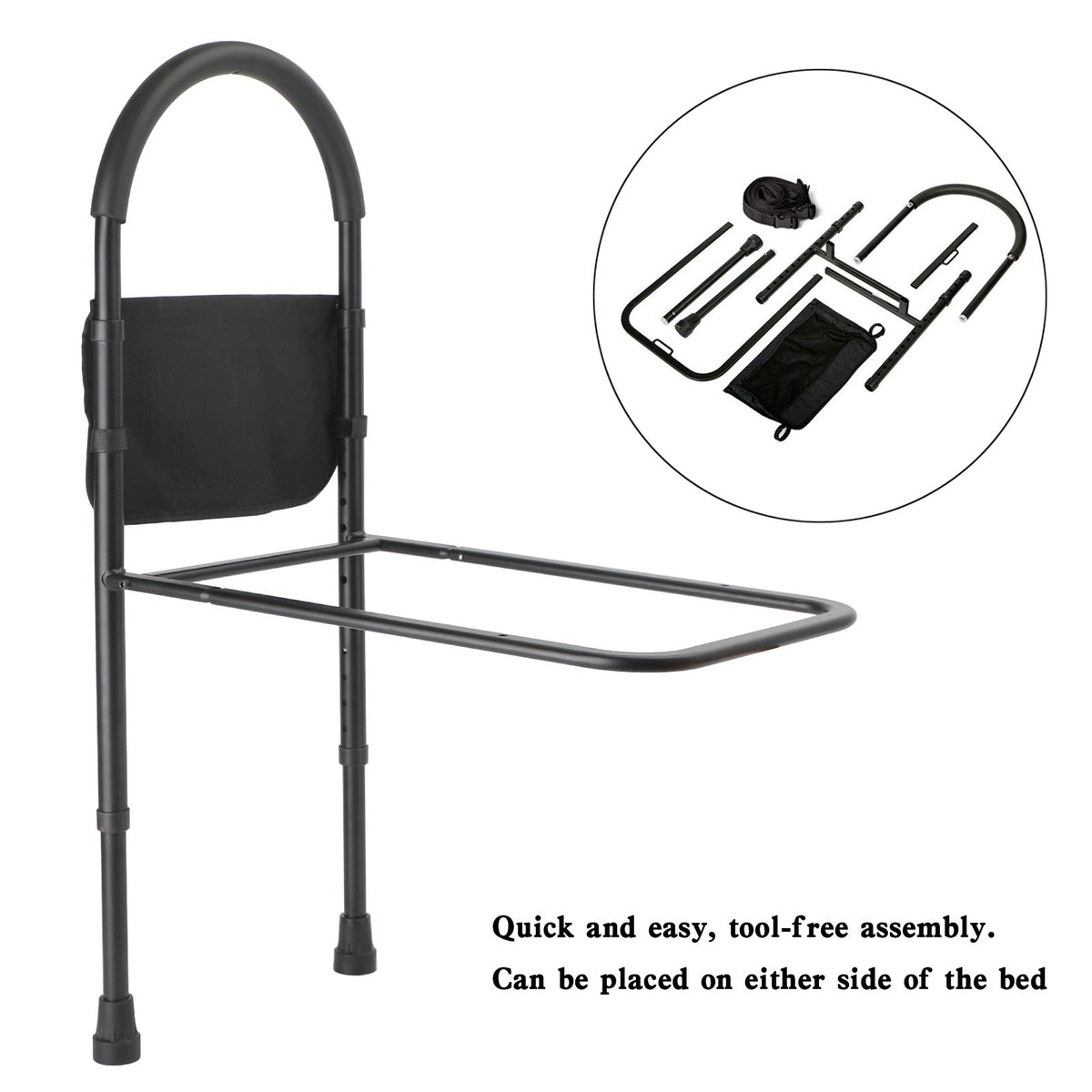 Foldable Bed Rail Safety Assist Handle Hand Guard Grab Bar Elderly Handicap