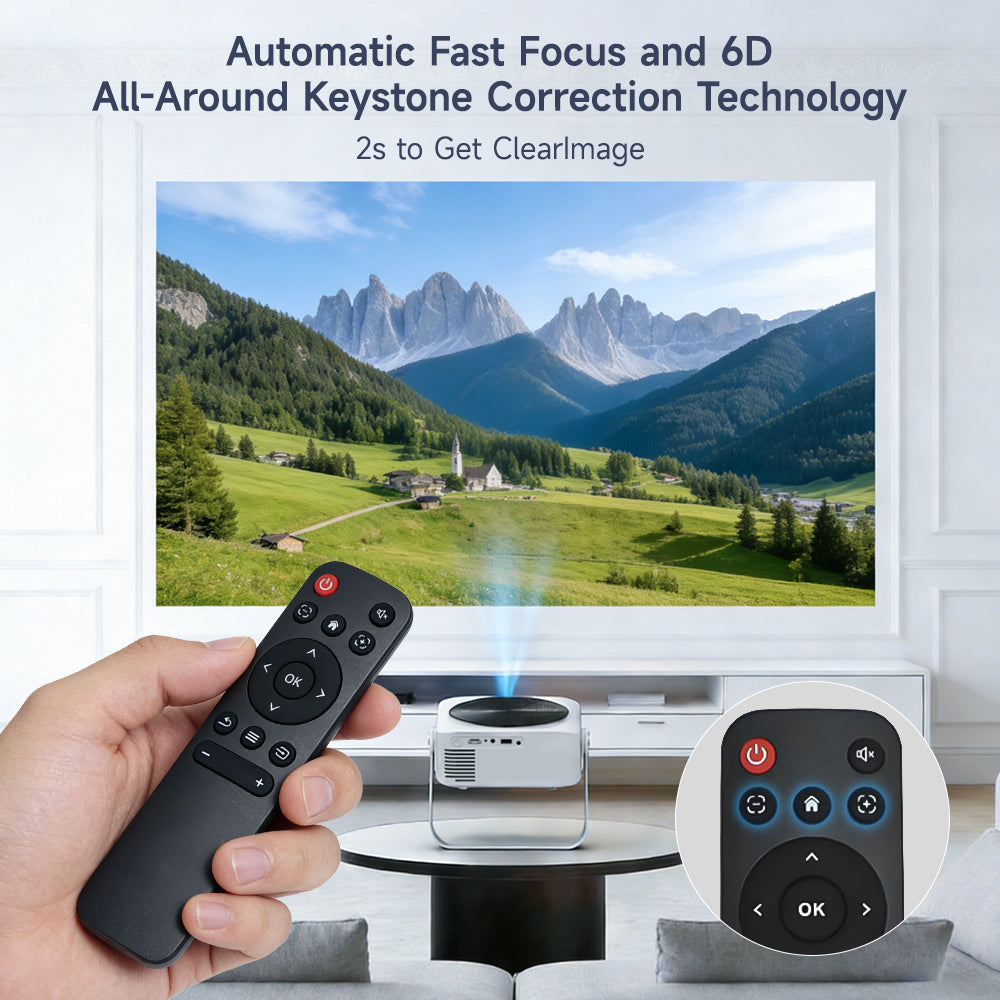Smart WiFi & Bluetooth Mini Projector with PTZ, 4K Support | Ultra HD Home Theater