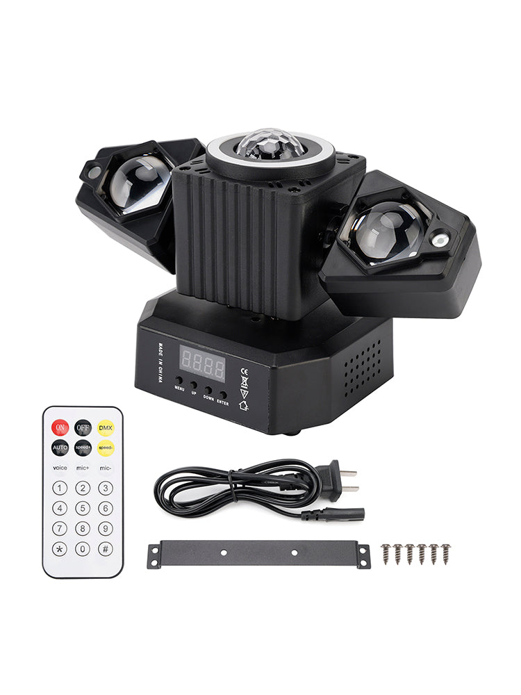 4-in-1 LED Moving Head DJ Light with Laser, Strobe, RGBW Beam & Magic Ball Effects, DMX Stage Lighting for Parties