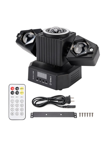 4-in-1 LED Moving Head DJ Light with Laser, Strobe, RGBW Beam & Magic Ball Effects, DMX Stage Lighting for Parties