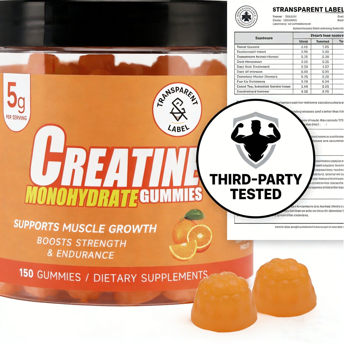 Topteng Orange-flavored Creatine Monohydrate Gummies