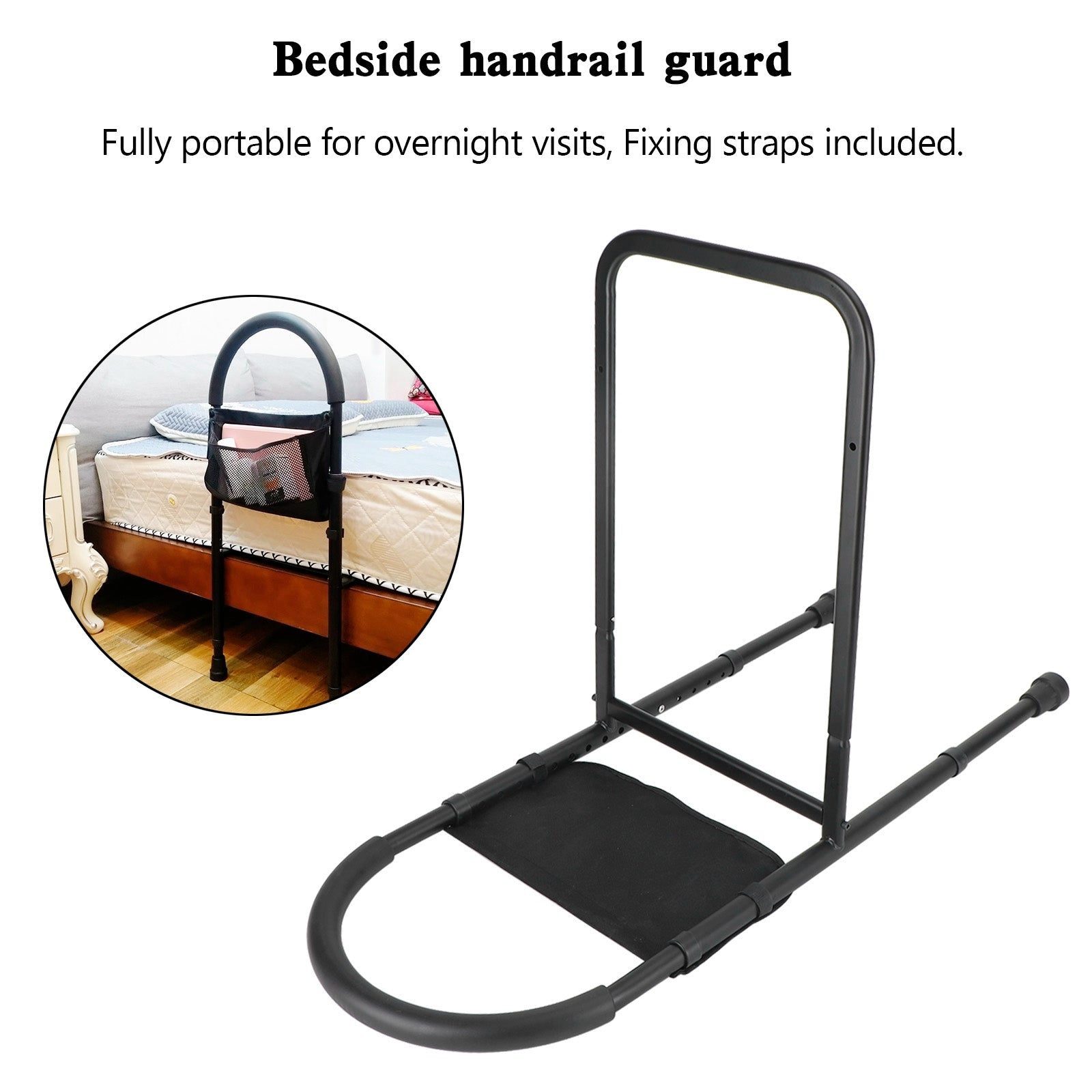 Foldable Bed Rail Safety Assist Handle Hand Guard Grab Bar Elderly Handicap