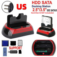 IDE & SATA Dual Bay Hard Drive Docking Station, USB 2.0 for 2.5/3.5 Inch HDD & SSD, with One-Touch Backup (OTB)