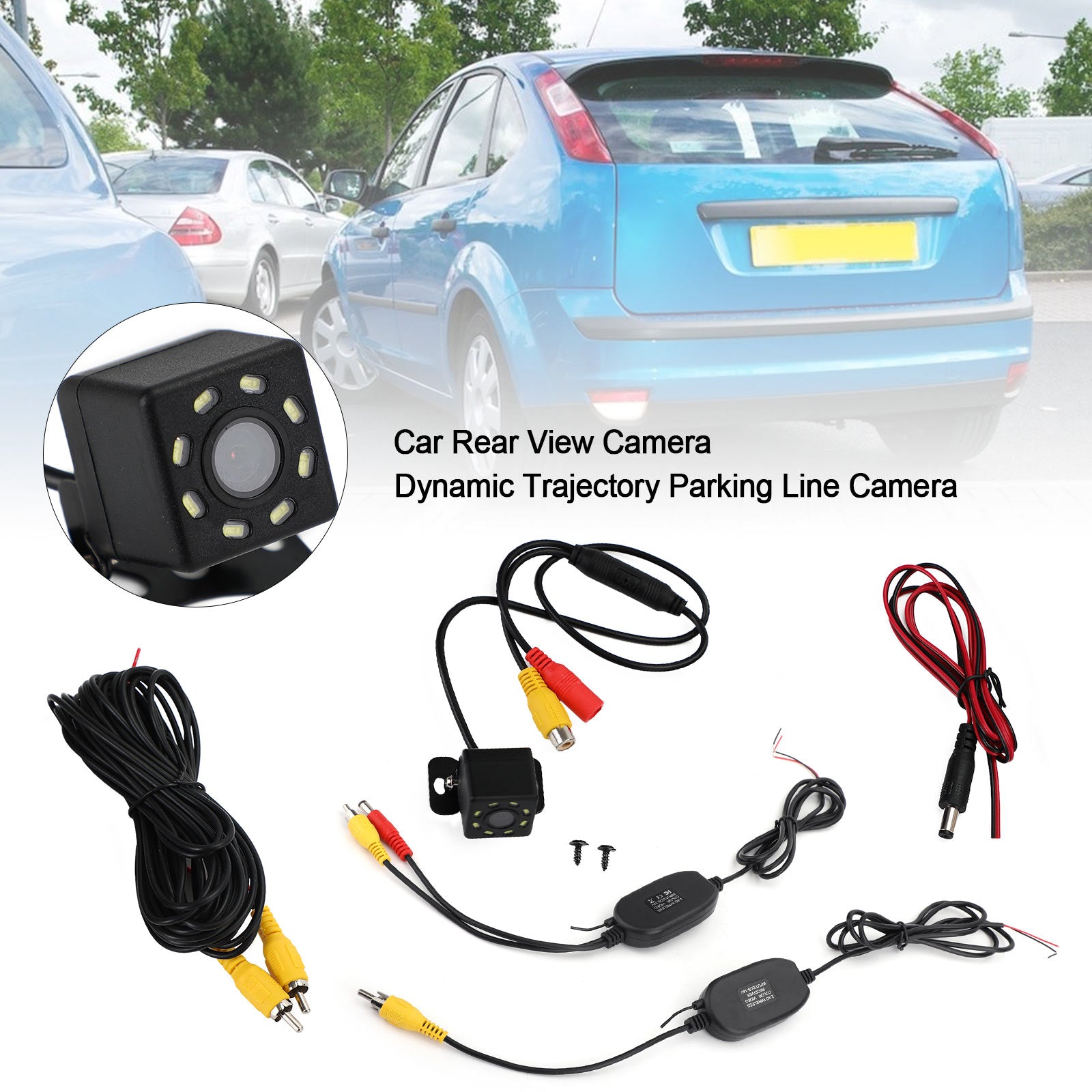 Car 8LED Dynamic Trajectory Parking Line Bus Truck Wireless Reverse Image Camera