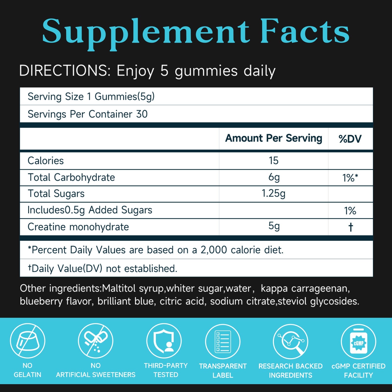 Topteng  Blueberry-flavored Creatine Monohydrate Gummies