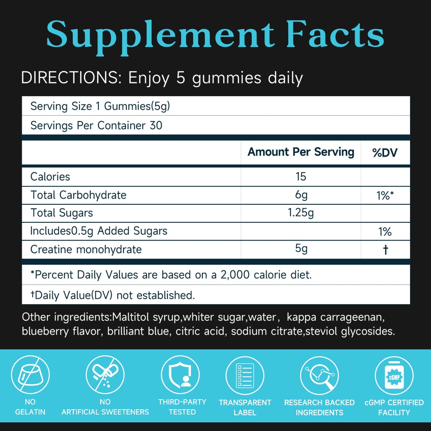 Topteng  Blueberry-flavored Creatine Monohydrate Gummies