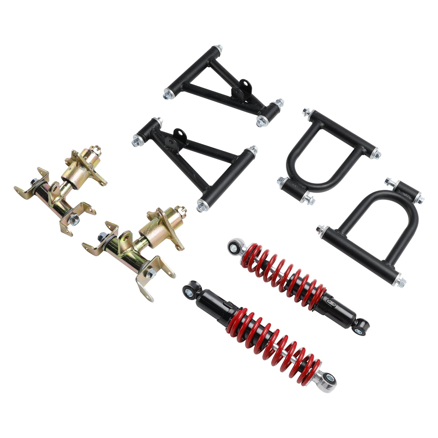 11" (285mm) Complete Front Suspension Kit with Upper & Lower A-Arms, Shocks, Steering Knuckles & Hubs for Go Kart ATV