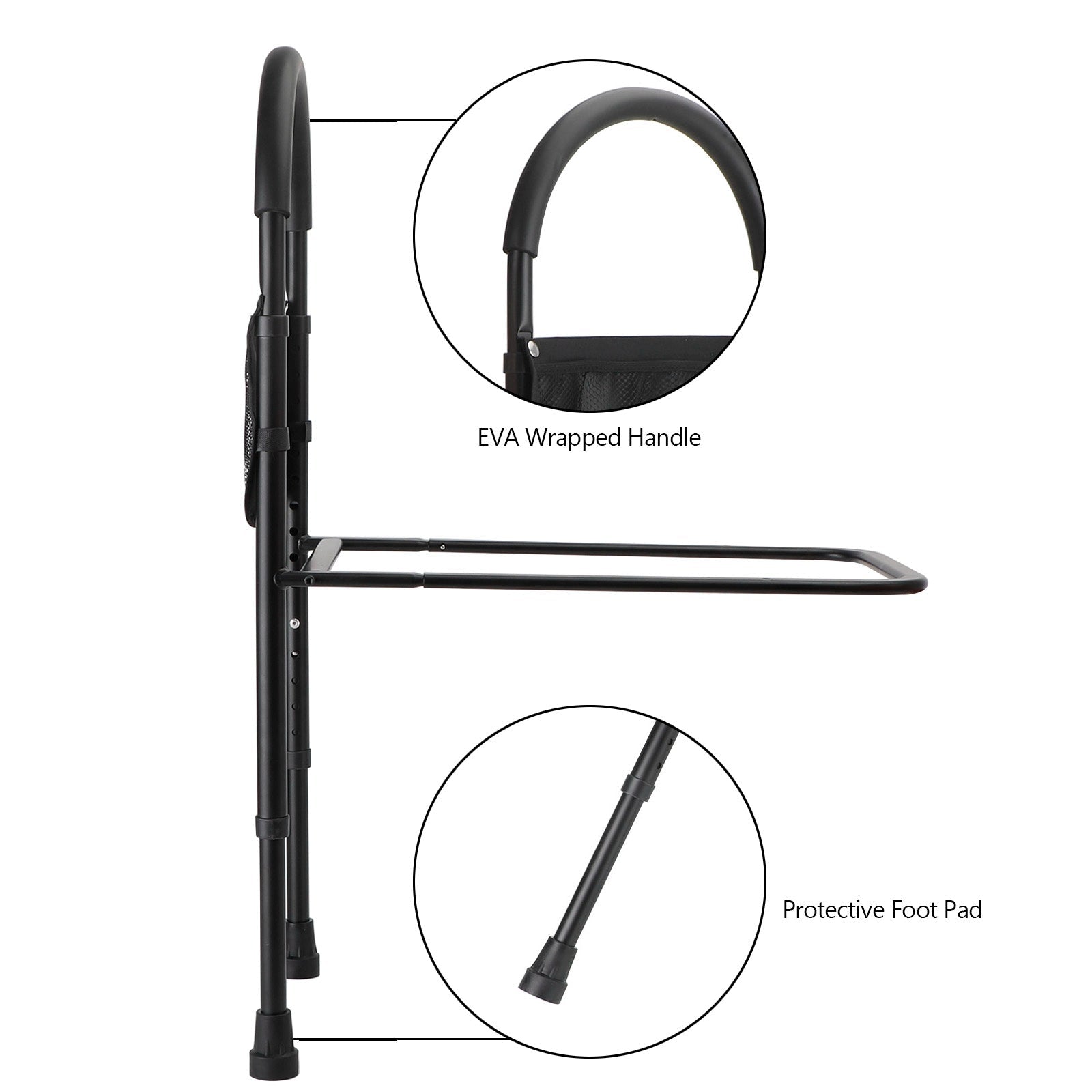 Foldable Bed Rail Safety Assist Handle Hand Guard Grab Bar Elderly Handicap