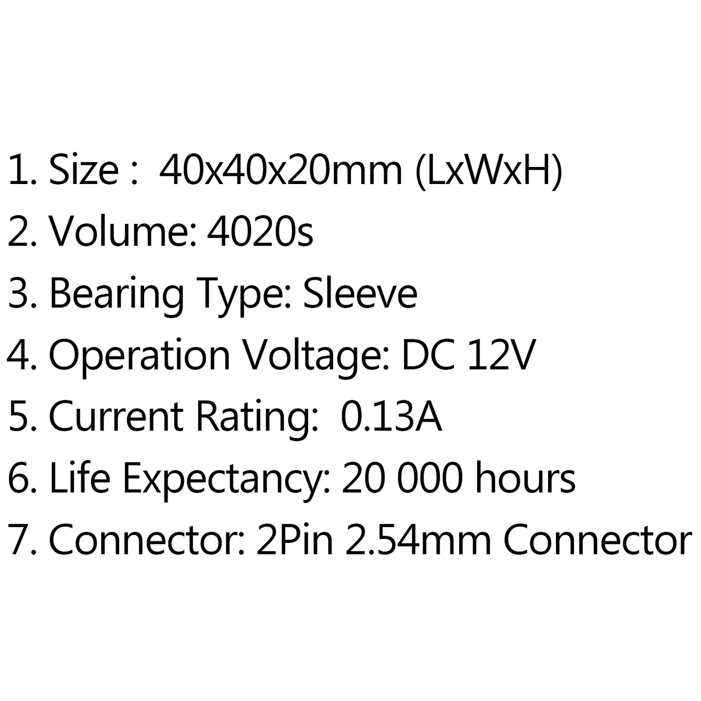 10PCS DC Brushless Cooling PC Computer Fan 12V 4020s 40x40x20mm 0.13A 2 Pin Wire