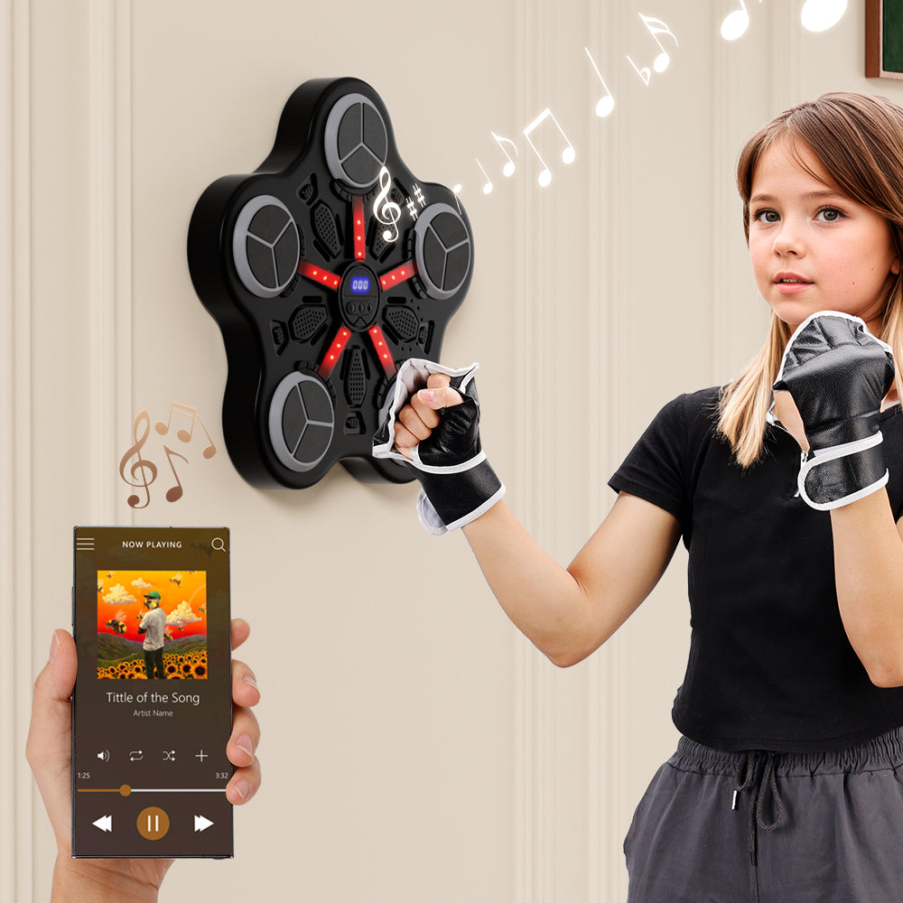 Dual Installation Options & Scoring Function for Home Use Music Boxing Machine for Kids – Wall-Mounted Bluetooth Smart Boxing Trainer with Workout Gloves (Copy)
