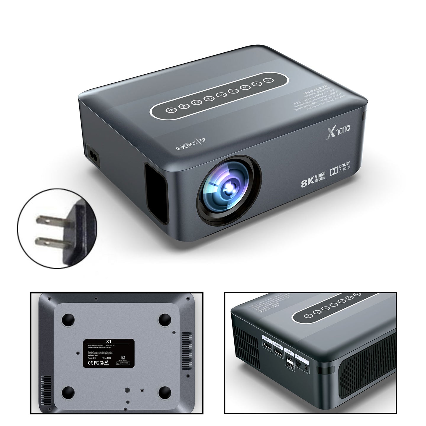 Native 1080p Smart Projector with Android 9.0, WiFi & Bluetooth, Supports 8K/4K, Home Theater Movie Projector with Voice Remote