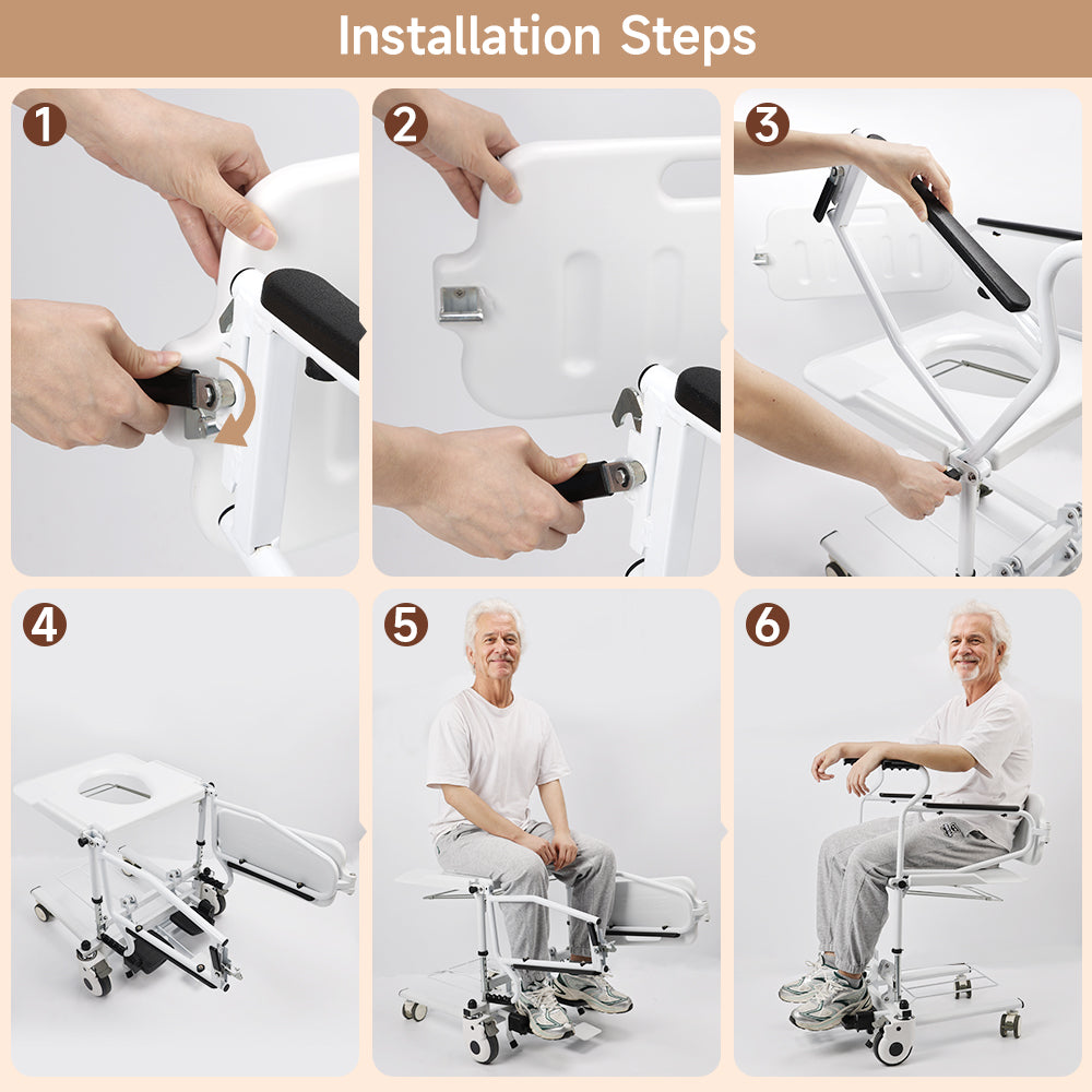 Hydraulic Patient Transfer Wheelchair – Removable Split-Type Chair, 250lb Capacity