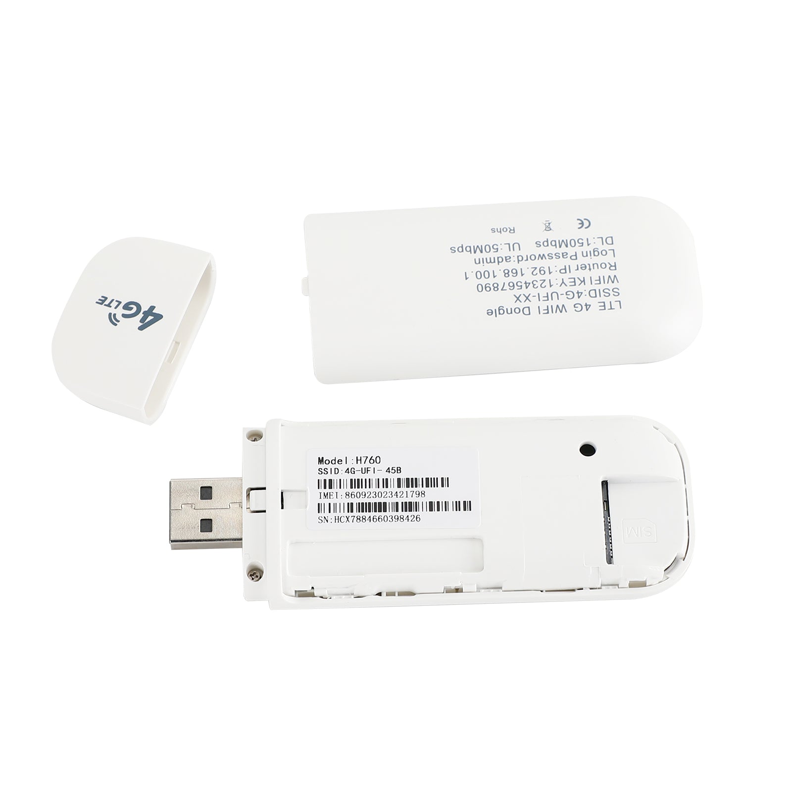 4G LTE Wireless Router WiFi Mobile Broadband Modem USB Dongle Unlocked White