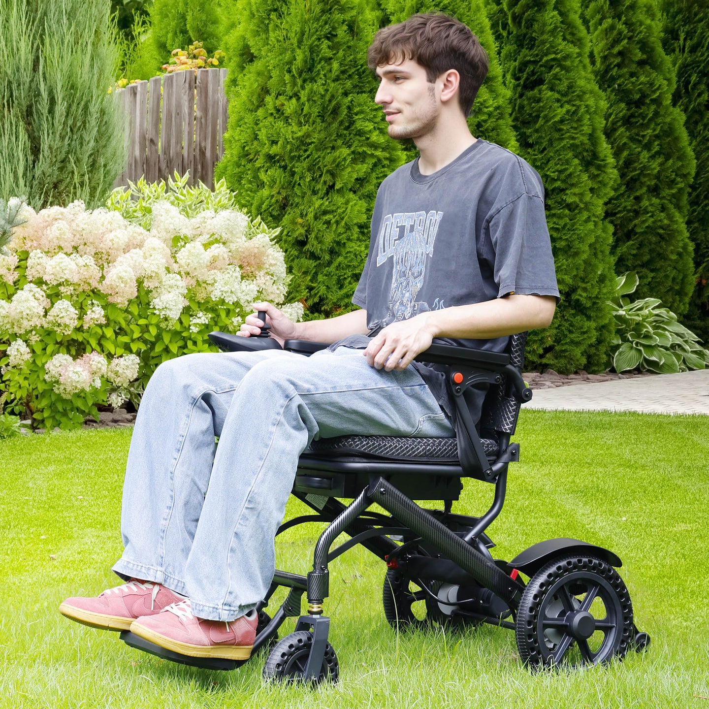 Foldable Electric Power Wheelchair, 46 lb Lightweight, Dual 180W Motors, 6Ah Airline-Ready Battery, 220 lb Capacity (Copy)
