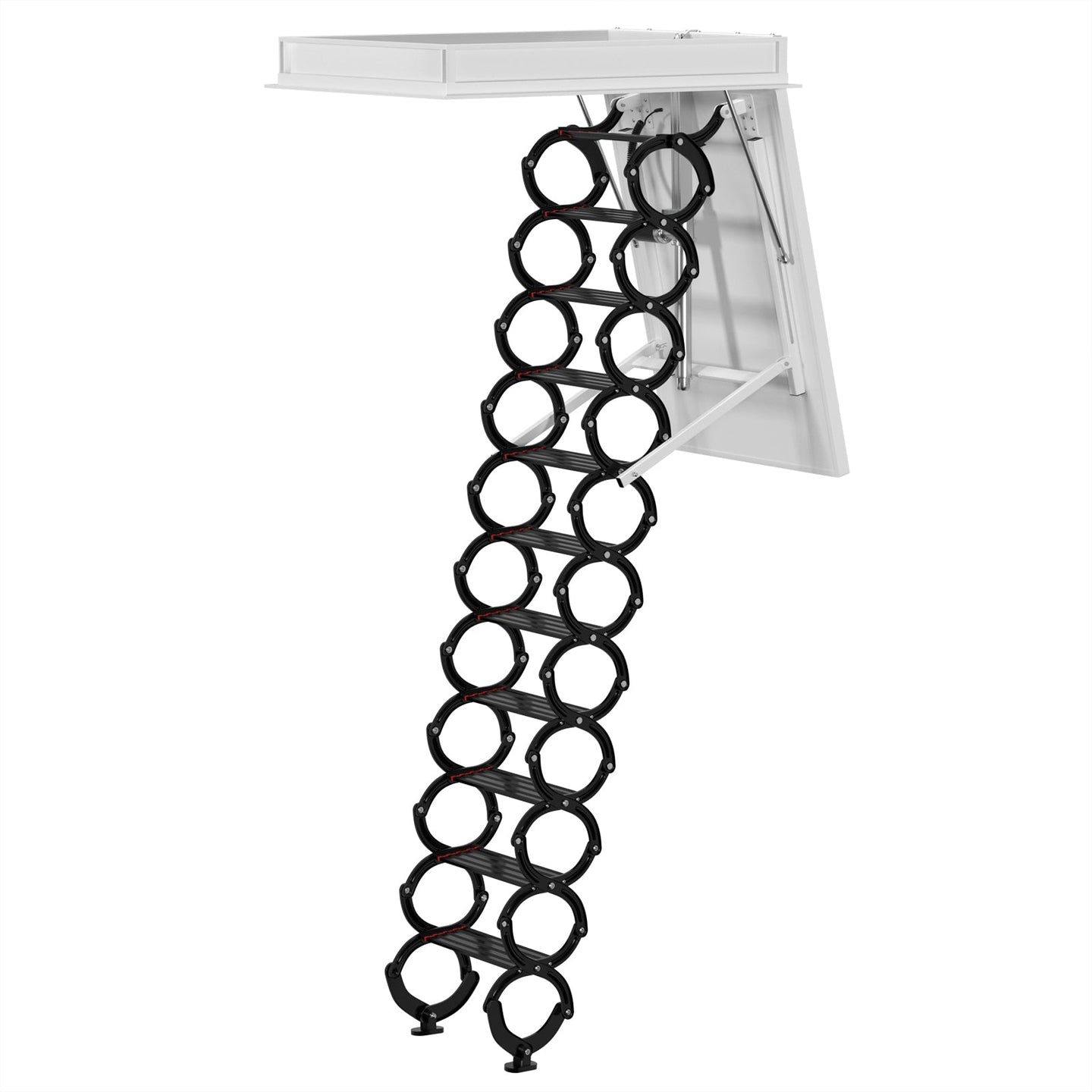 Electric Folding Attic Ladder, 11-Step for up to 9.5ft Ceilings, Fits 43.31" x 31.5" Opening, 660 lbs Capacity (Black/Red)