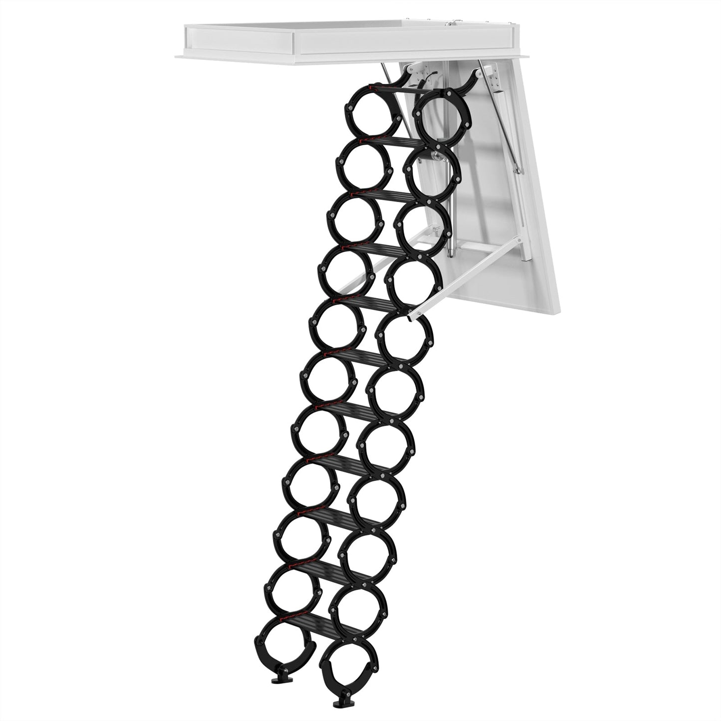 Electric Folding Attic Ladder, 11-Step for up to 9.5ft Ceilings, Fits 43.31" x 31.5" Opening, 660 lbs Capacity (Black/Red)