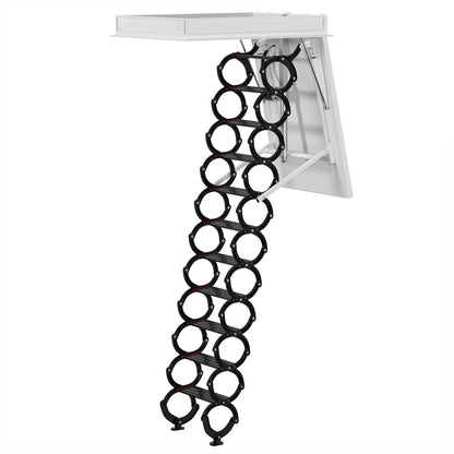 Electric Folding Attic Ladder, 11-Step for up to 9.5ft Ceilings, Fits 43.31" x 31.5" Opening, 660 lbs Capacity (Black/Red)