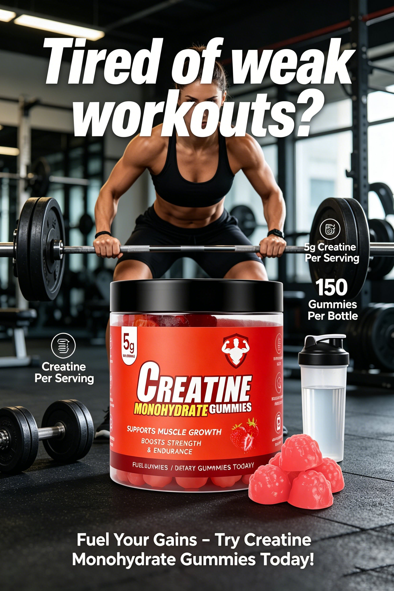 Topteng  Strawberry-flavored Creatine Monohydrate Gummies