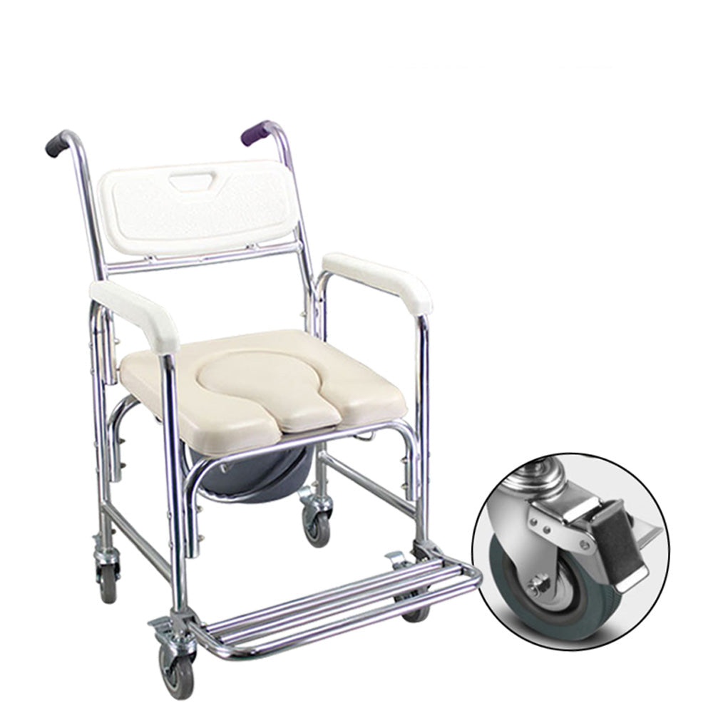 Multifunction Wheeled Mobility Toilet Frame Commode Shower Chair Wheelchair For Elderly