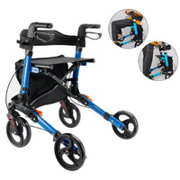 Foldable Rollator Walker with 6 levels of Adjustable Seat, 8” Wheels