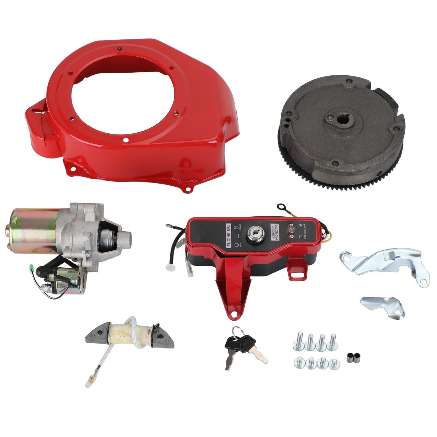 Electric Start Conversion Kit for Honda GX160 5.5HP & GX200 6.5HP Engines, with Starter, Flywheel & Key Switch