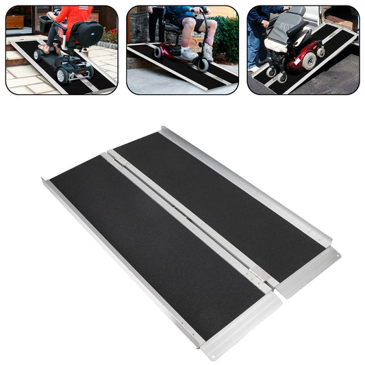 4FT Portable Wheelchair Ramp Non Skid Aluminum Foldable Mobility Scooter Ramp