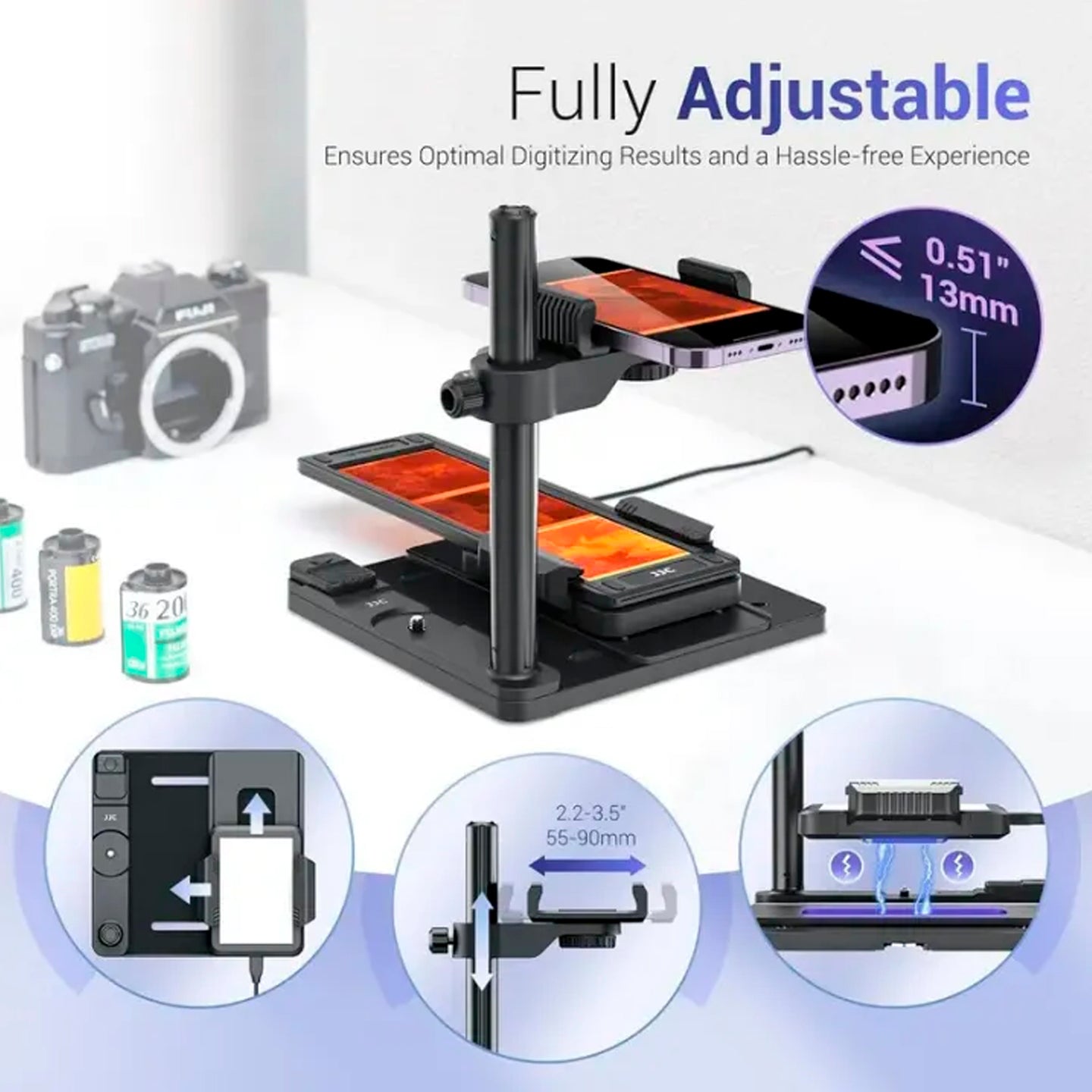 JJC Mobile Negative Film Scanner 35mm 120 Film Scanner Set Negative Film Holder