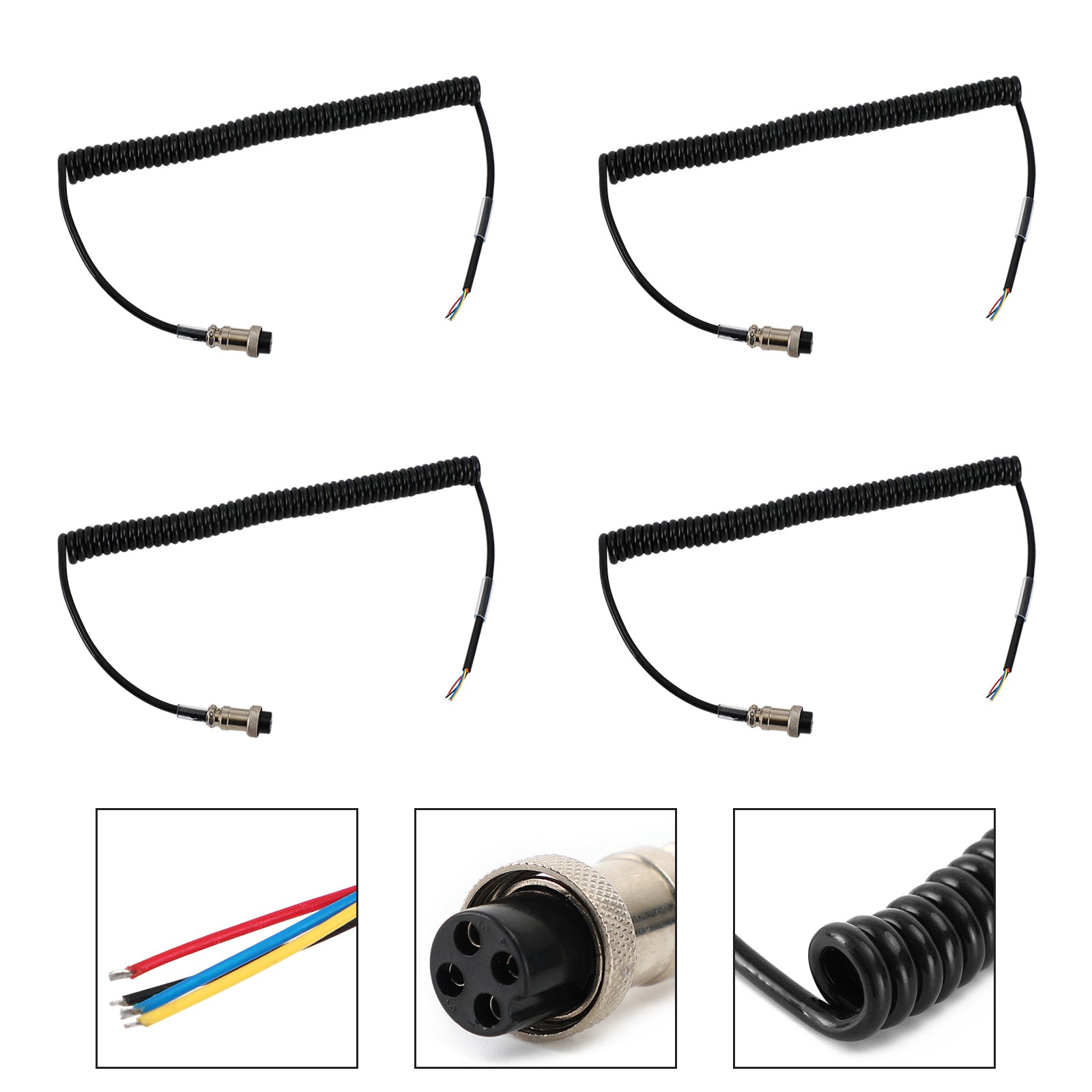 Microphone Coiled Replacement Cord Cable 4Pin For Pr550 Pr3100 Car Walkie Talkie
