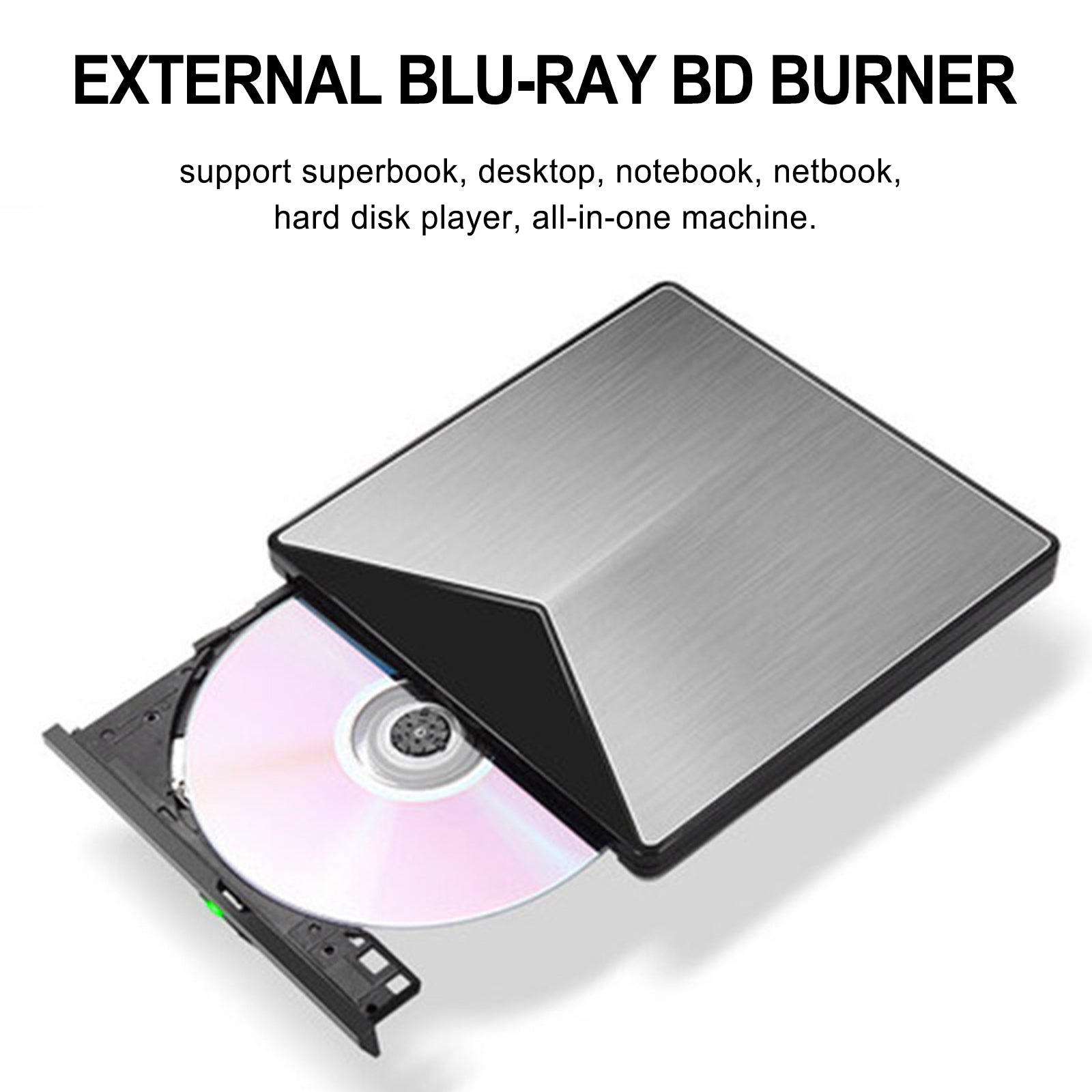 Burner USB External Ultra Slim BD DVD CD RW Disc Writer Movie Player