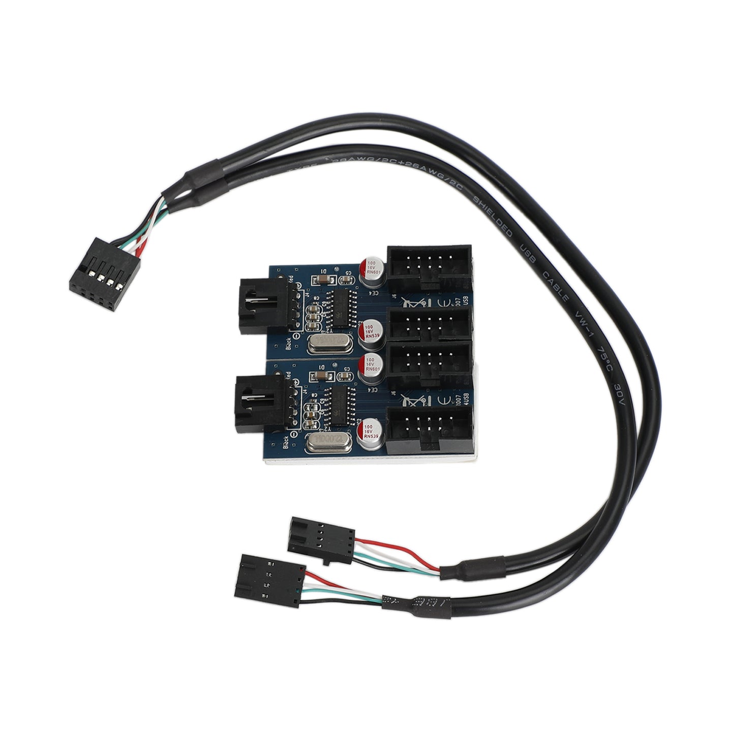 PC Case Internal 9-Pin USB 2.0 Male 1 To 4 Female Splitter PCB Chipset Extender