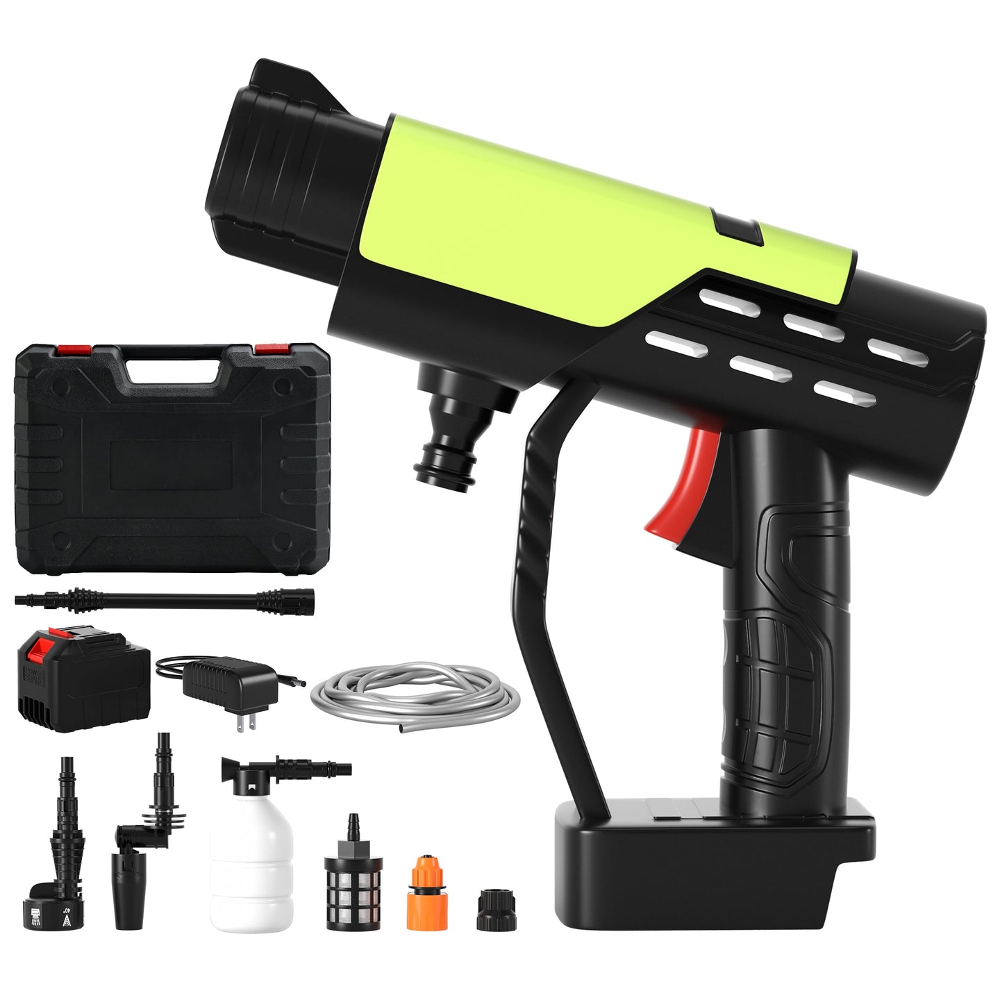 6 in 1 Portable Cordless Electric High Pressure Water Spray Gun Car Washer Cleaner Tool W/Three function levers