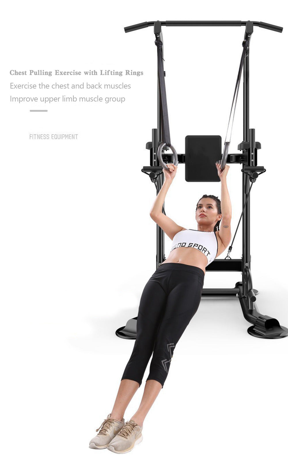 Pull-Up & Squat Bar Power Tower Dip Stands Home Gym Strength