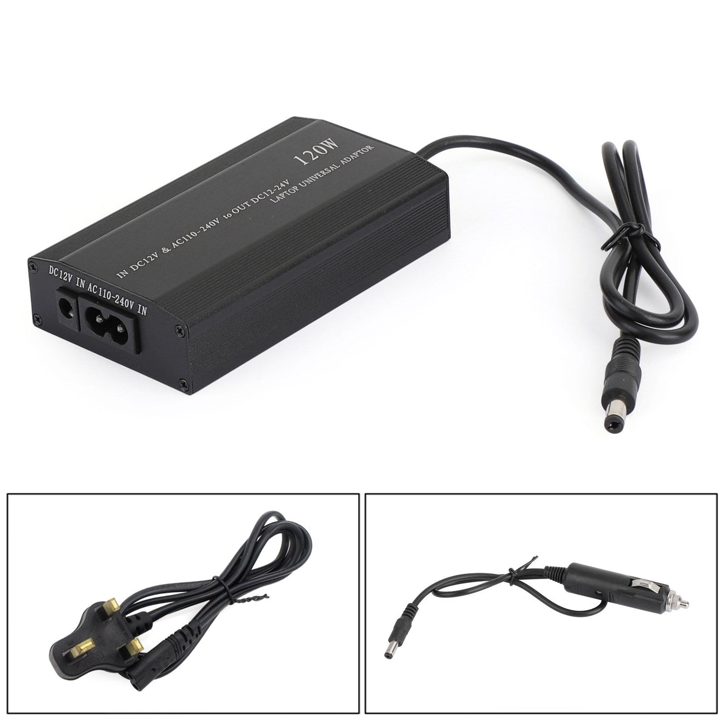 Universal 120W Laptop Charger Power Supply – AC/DC Adapter with 34 Tips for Notebook, Car & Home Use (US Plug)