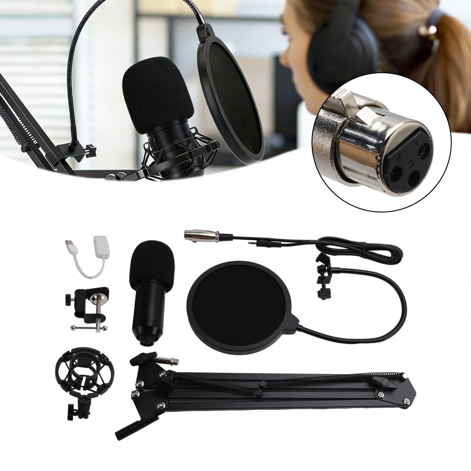 BM800 USB Condenser Microphone for PC Studio Microphone Kit Podcasting Recording