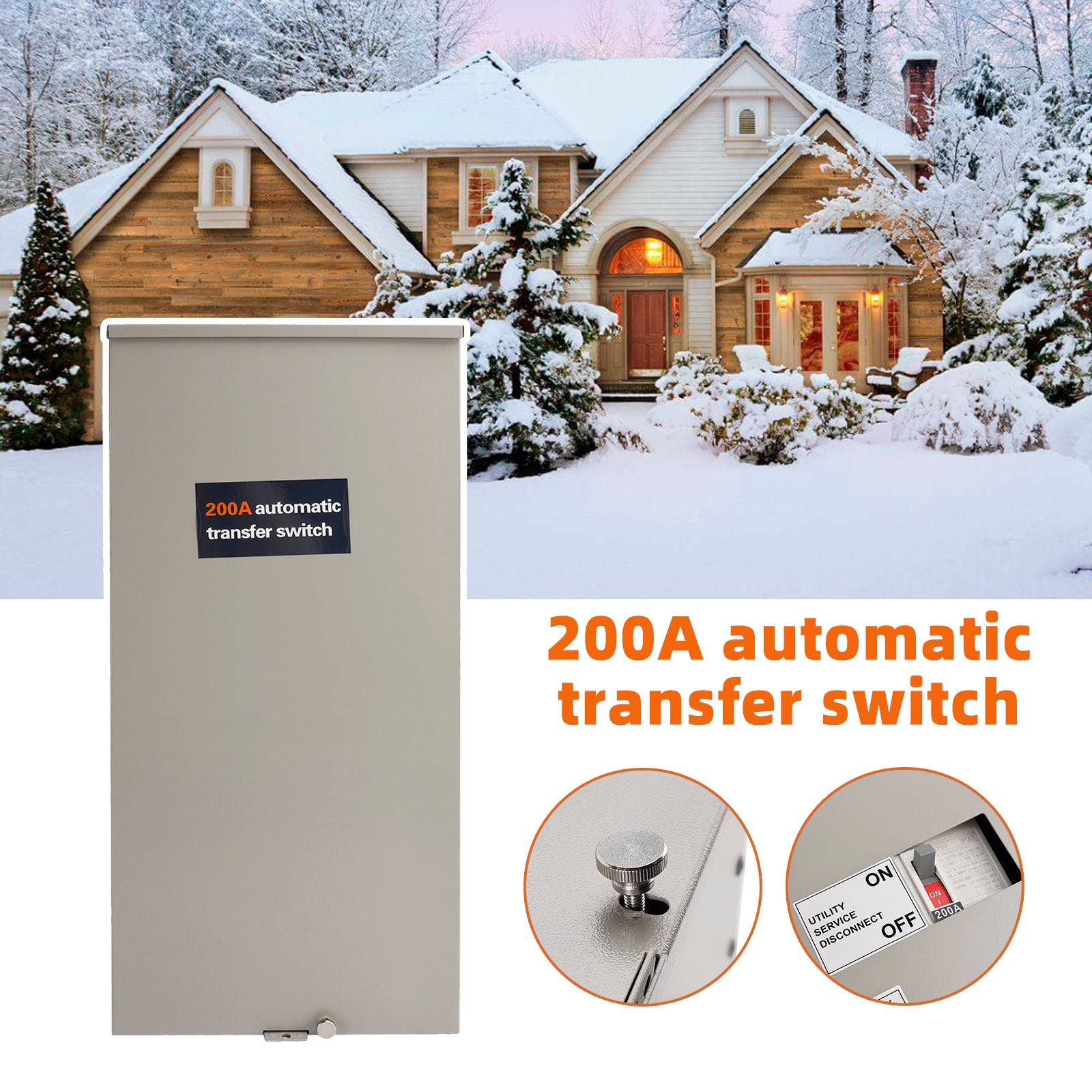 200Amp Service Rate Whole House Transfer Switch 120/240V Single Phase