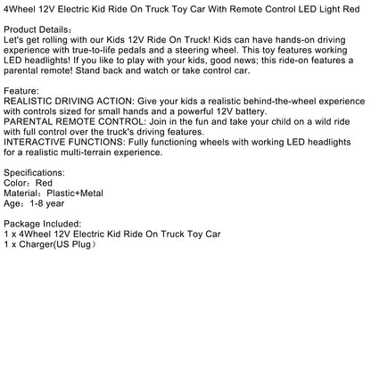 12V Electric Kids Ride-On Truck | Remote Control | Red (Copy)