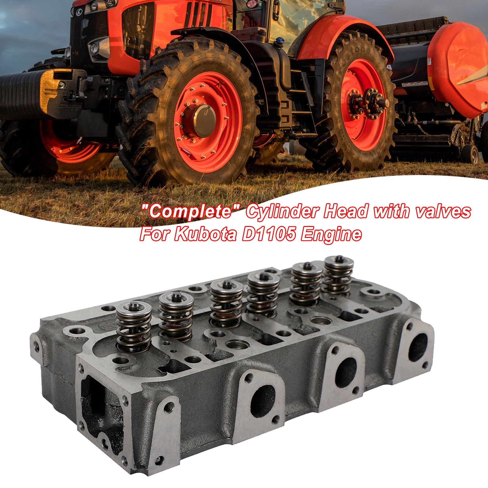 Complete Engine Cylinder Head with Valves for Kubota D1105 Engine