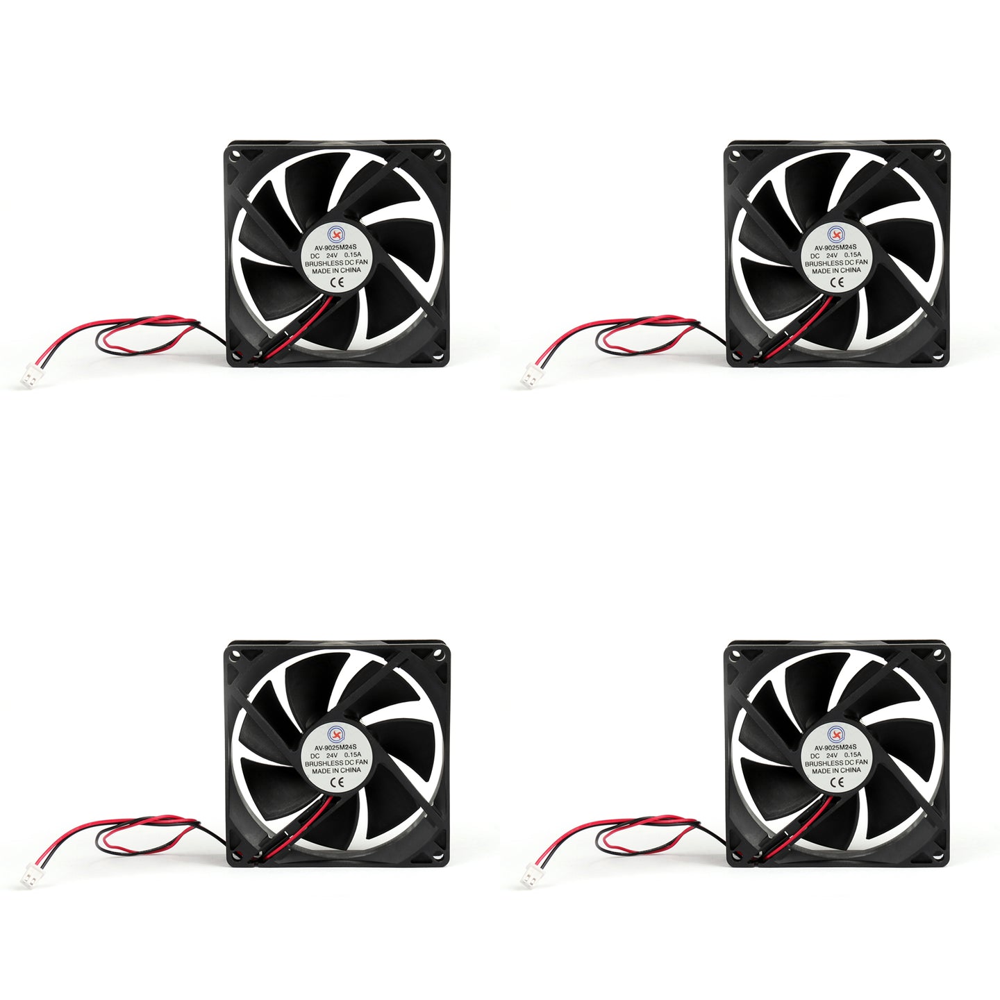 4Pcs DC Brushless Cooling PC Computer Fan 24V 9025s 90x90x25mm 0.15A 2 Pin Wire