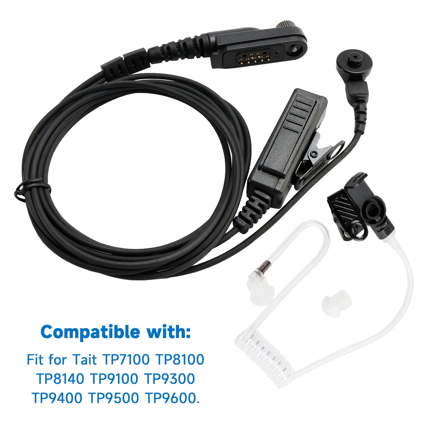 T9100-013A3 Acoustic Tube PTT Mic Headset for Tait TP7100 TP8100 TP8140 TP9300