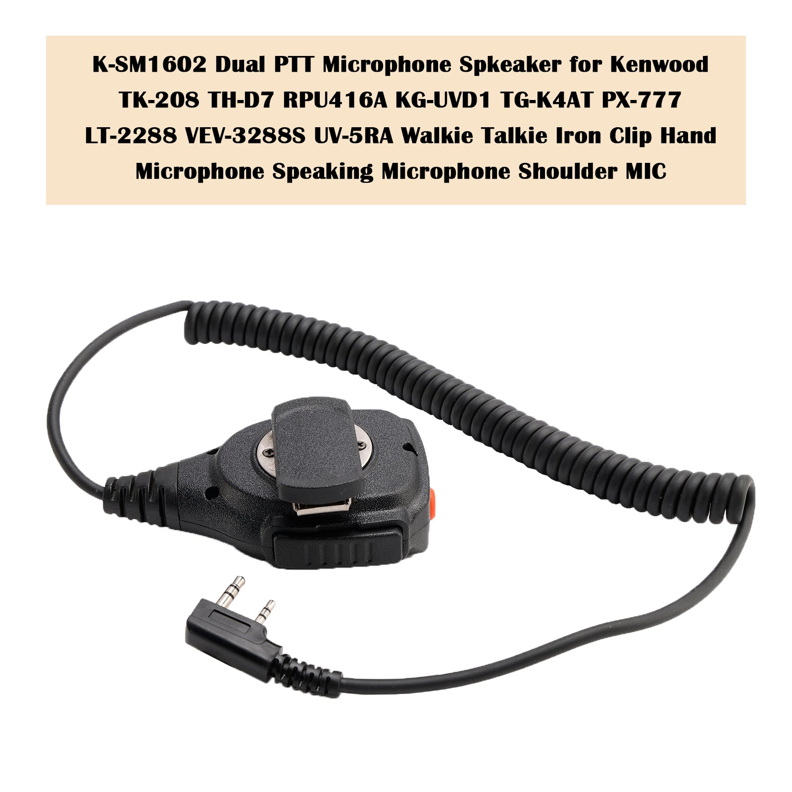K-SM1602 Dual PTT Microphone Speaker for TK-208 TH-D7 RPU416A KG-UVD1 TG-K4AT