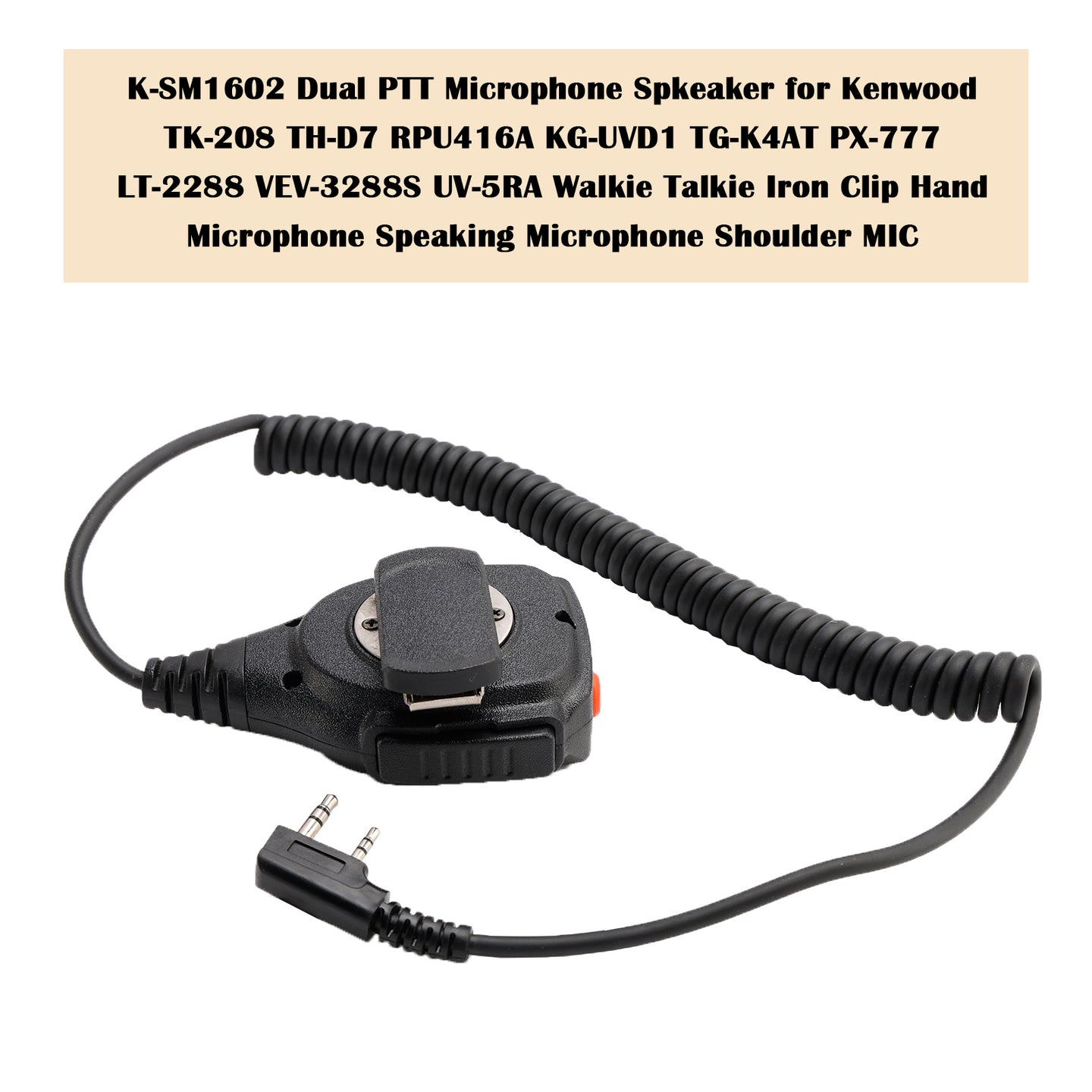 K-SM1602 Dual PTT Microphone Speaker for TK-208 TH-D7 RPU416A KG-UVD1 TG-K4AT