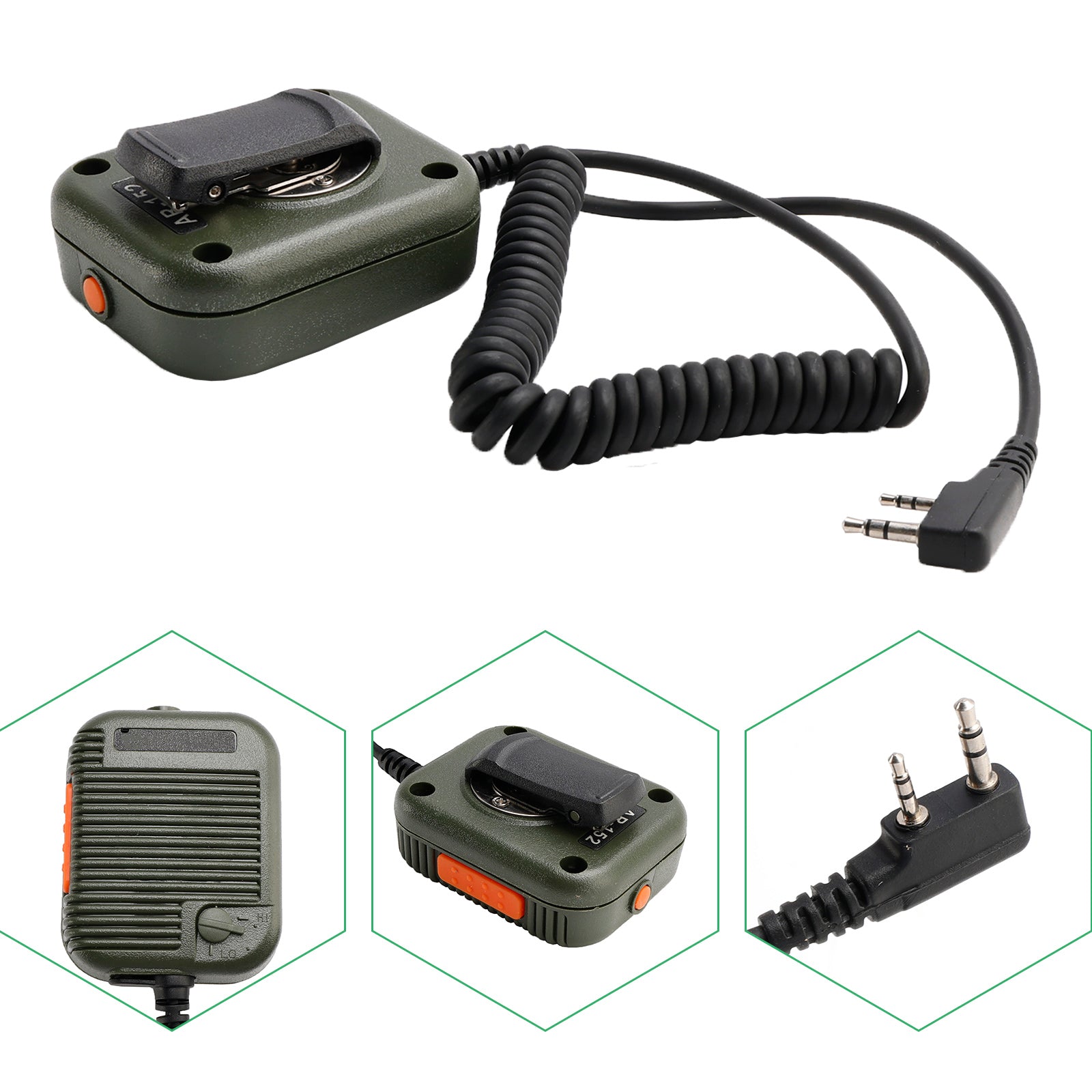 AR-152 Microphone Speaker for TK-208 TH-D7 RPU416A KG669 TG-K4AT PX-777 Green
