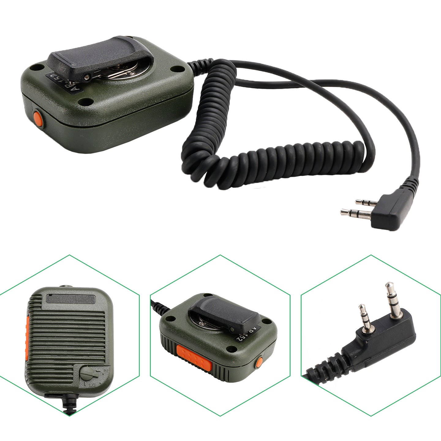 AR-152 Microphone Speaker for TK-208 TH-D7 RPU416A KG669 TG-K4AT PX-777 Green